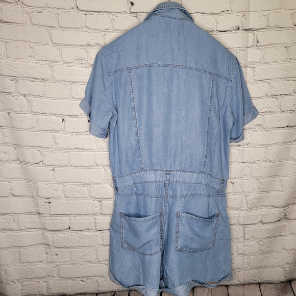 NWT Collar Light Denim Belt Loop  Jumpsuit - Picture 2 of 7